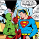A Superman who looks like he did in the 1940s complains about Ambush Bug in the 30th Century.